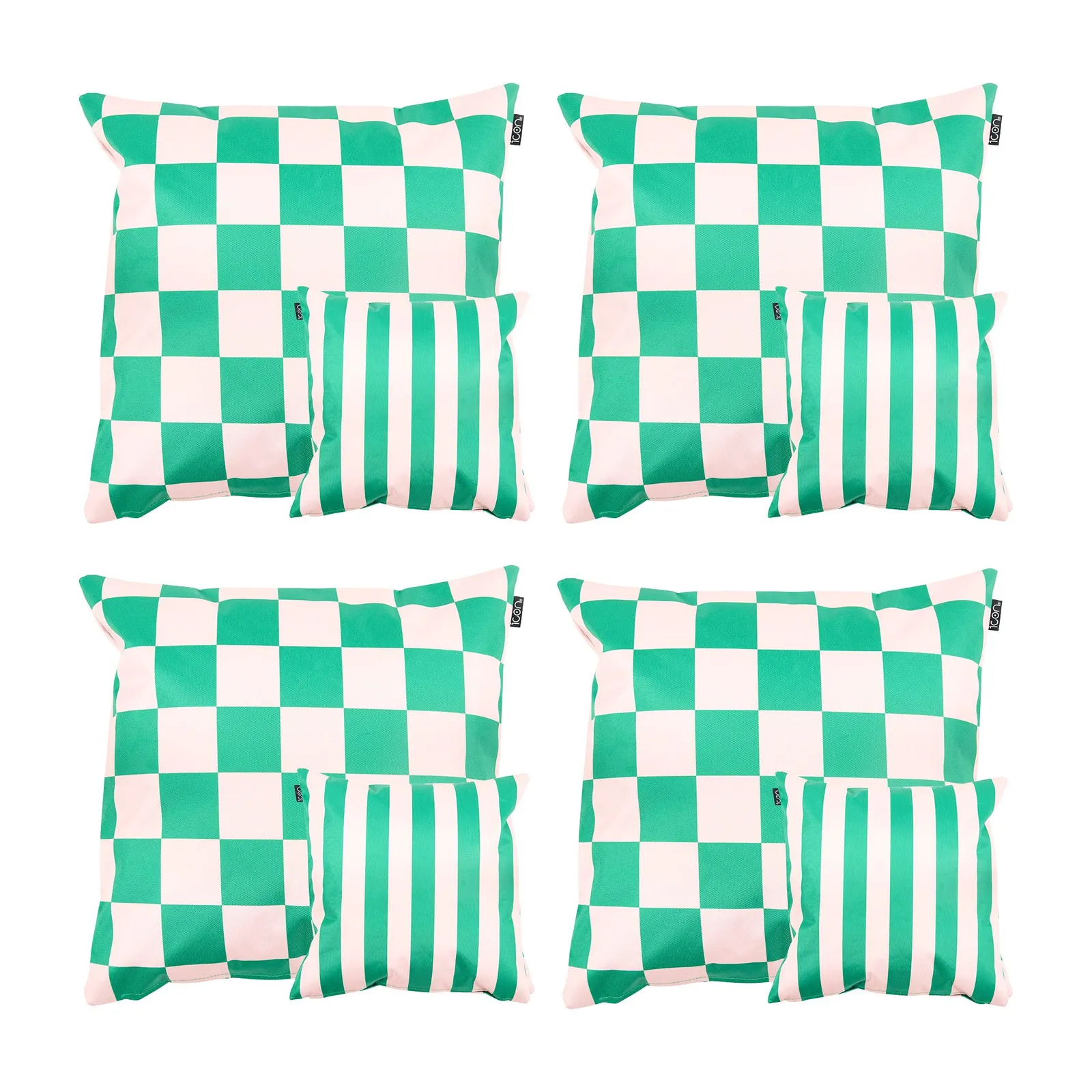 icon Indoor & Outdoor Checkerboard Waterproof Cushion Green 4x