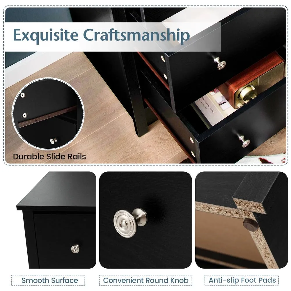 Costway Freestanding Storage Cabinet Modern Floor Cabinet with 6 Drawers in Black 6