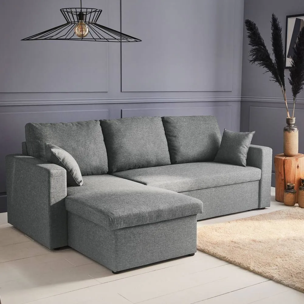 sweeek 3-seater Reversible Corner Sofa Bed With Storage in Light Grey 1