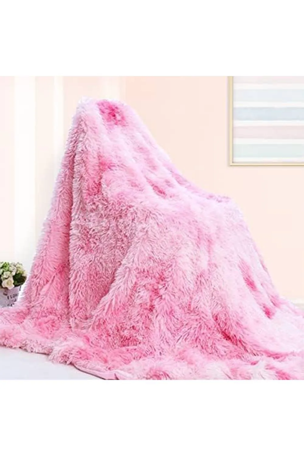 Living and Home 130x160cm Soft Thicken Fluffy Shaggy Warm Bed Sofa Bedspread Bedding Sheet Throw Blanket in Pink