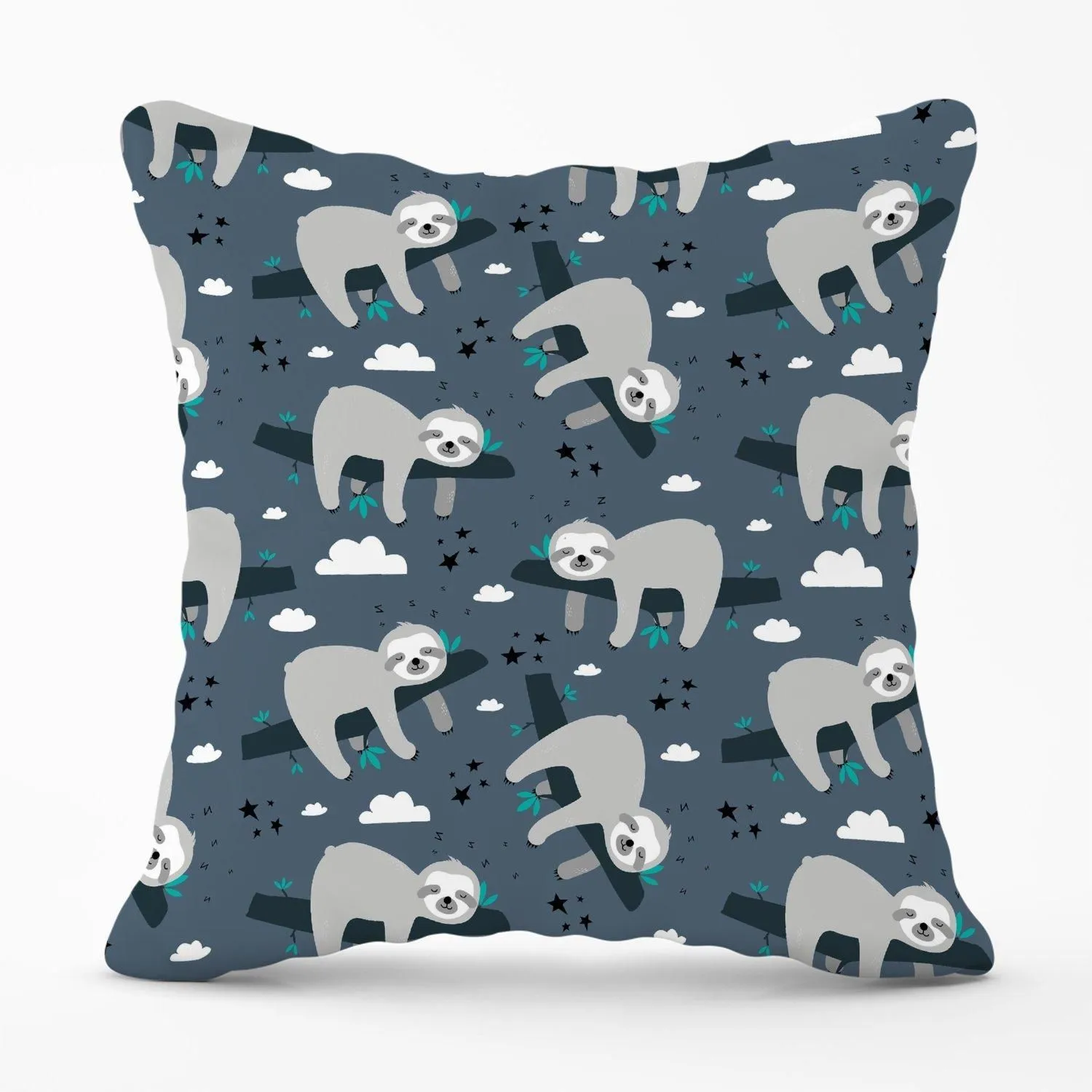 Warren Reed - Designer Sleeping Sloth Pattern Outdoor Cushion in Grey