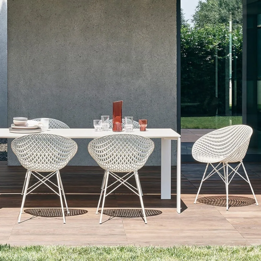 Kartell Smatrik Chair White Seat White Frame Outdoor Set of 2 4