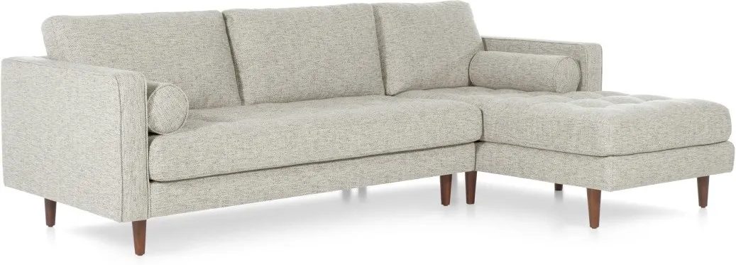 Scott 4 Seater Right Hand Facing Chaise End Corner Sofa, Grey Basketweave 