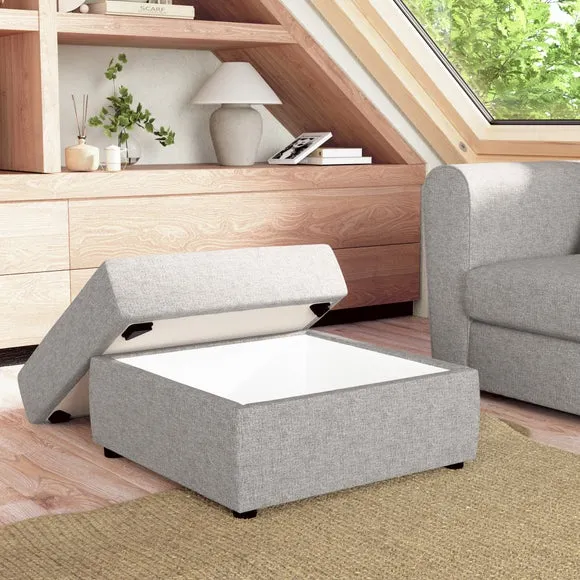 Square Tonal Weave Storage Footstool 2