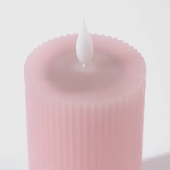 LED Tap Out Ribbed Pillar Candle 2