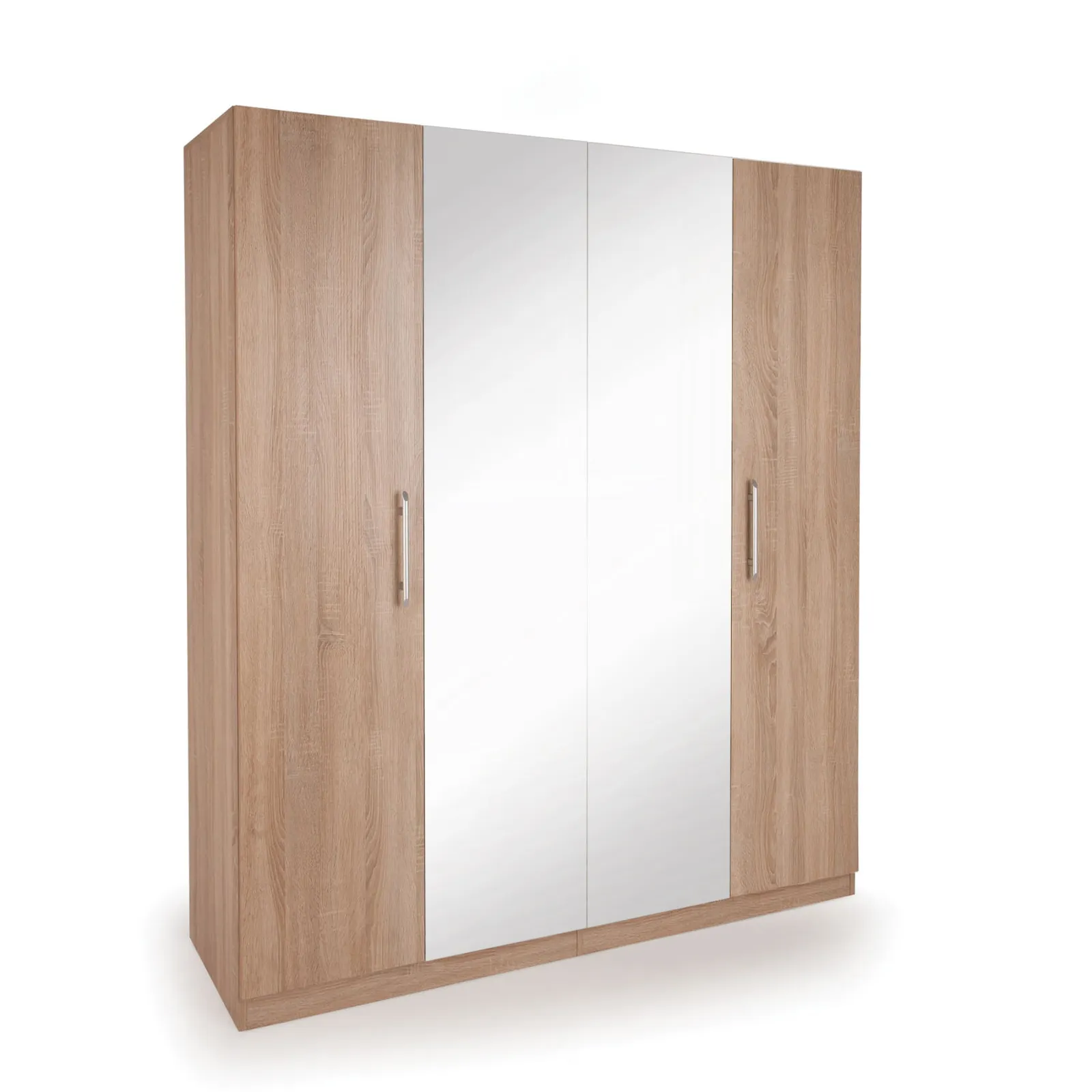 Holborn 4 Door Wardrobe, Natural & Mirrored 1