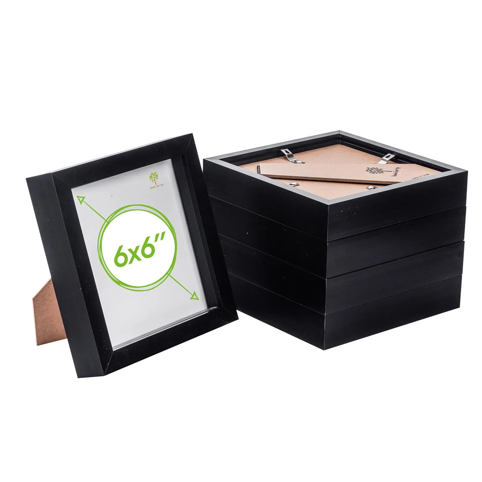 Nicola Spring 3D Box Photo Frames - 6" x 6" - Pack of 5 in Black 1
