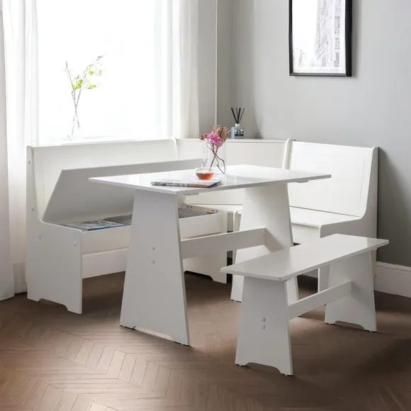 Newport 4 Seater Rectangular Corner Dining Table with Bench 2