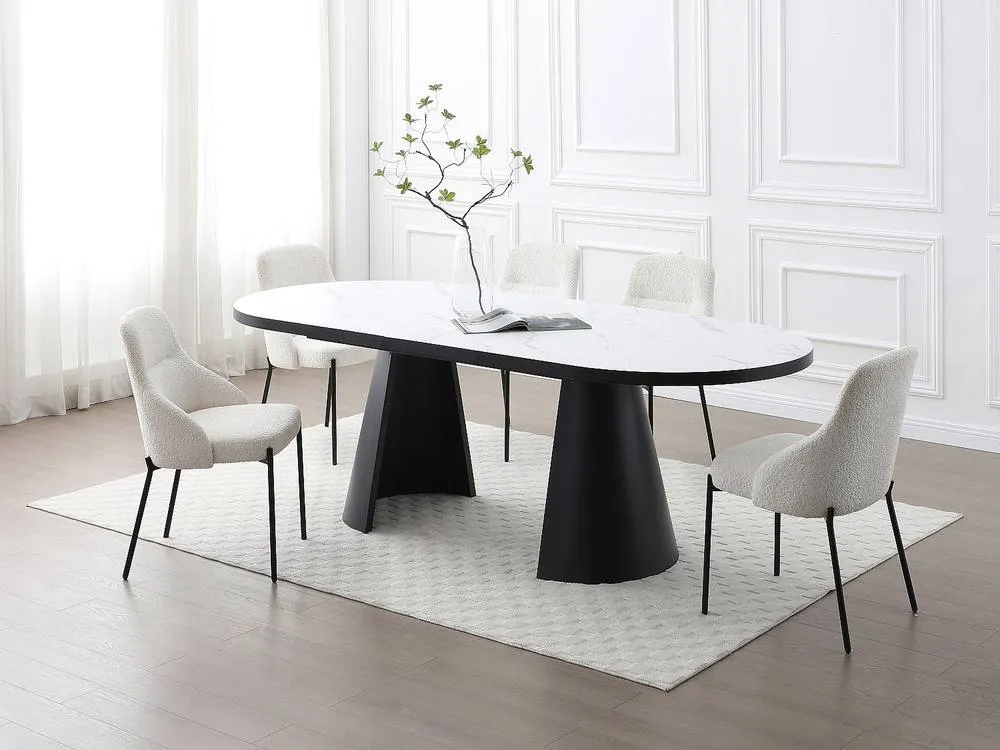 Vente-unique 6 - 10 Seater Extendable Dining Table In MDF & Metal - White and in Black 4