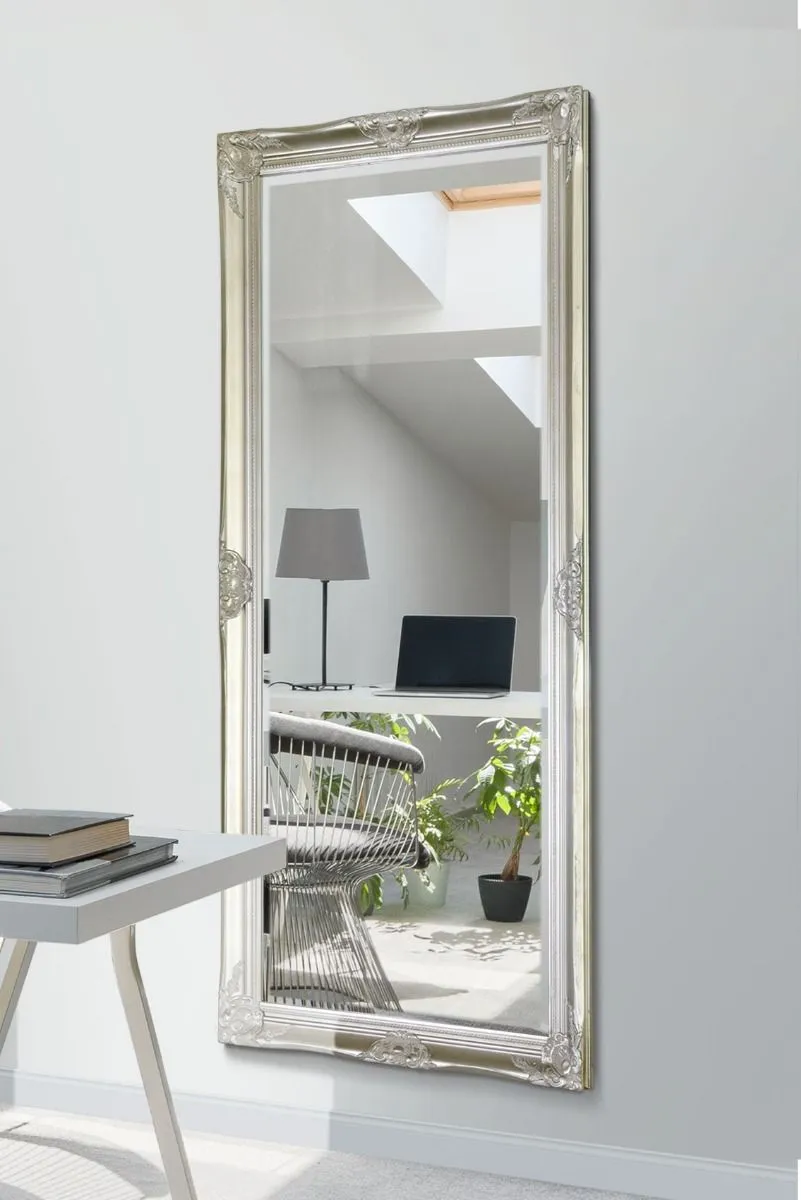 MirrorOutlet Kingsbury Silver Detailed Dress Mirror 165 x 76 CM