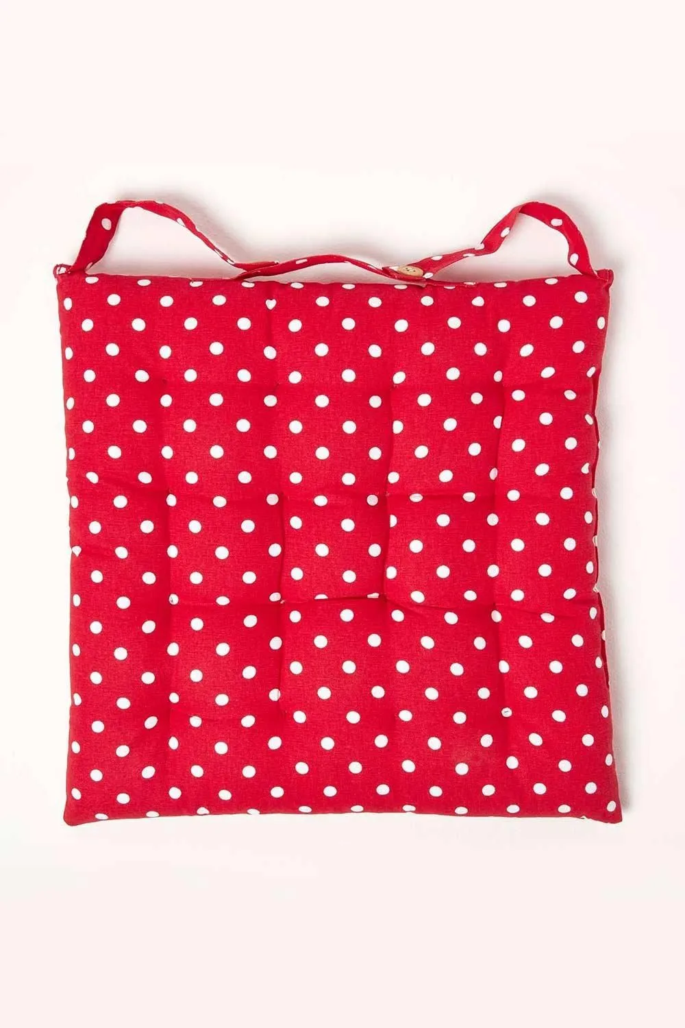 Homescapes Seat Pad Luxury Cotton Red Polka Dot Indoor Outdoor Garden Cushion, 40cm 3