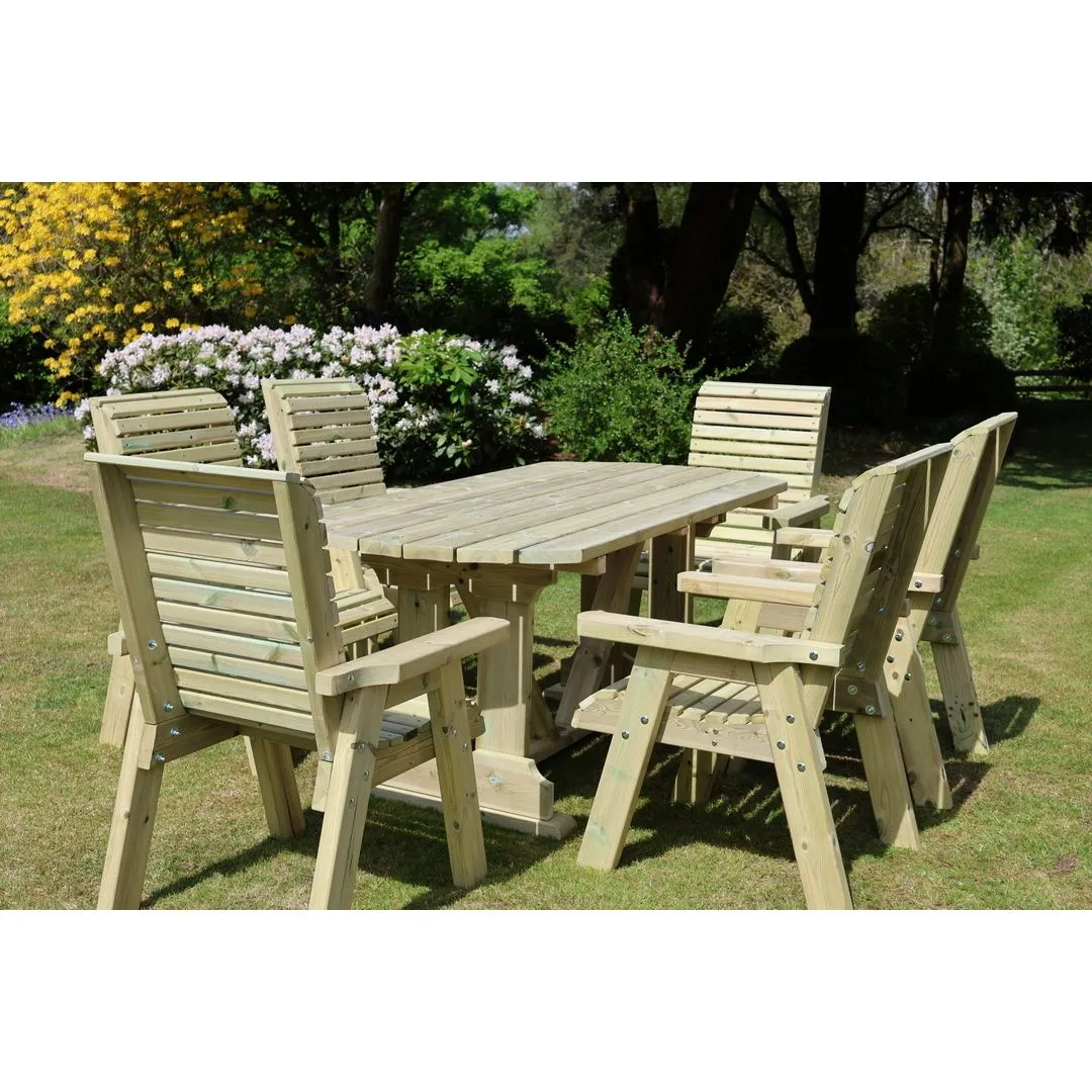 Churnet Valley Garden Furniture Ltd Ergo Dining Table Set with 6 Chairs - Minimal Assembly Required in Brown 2