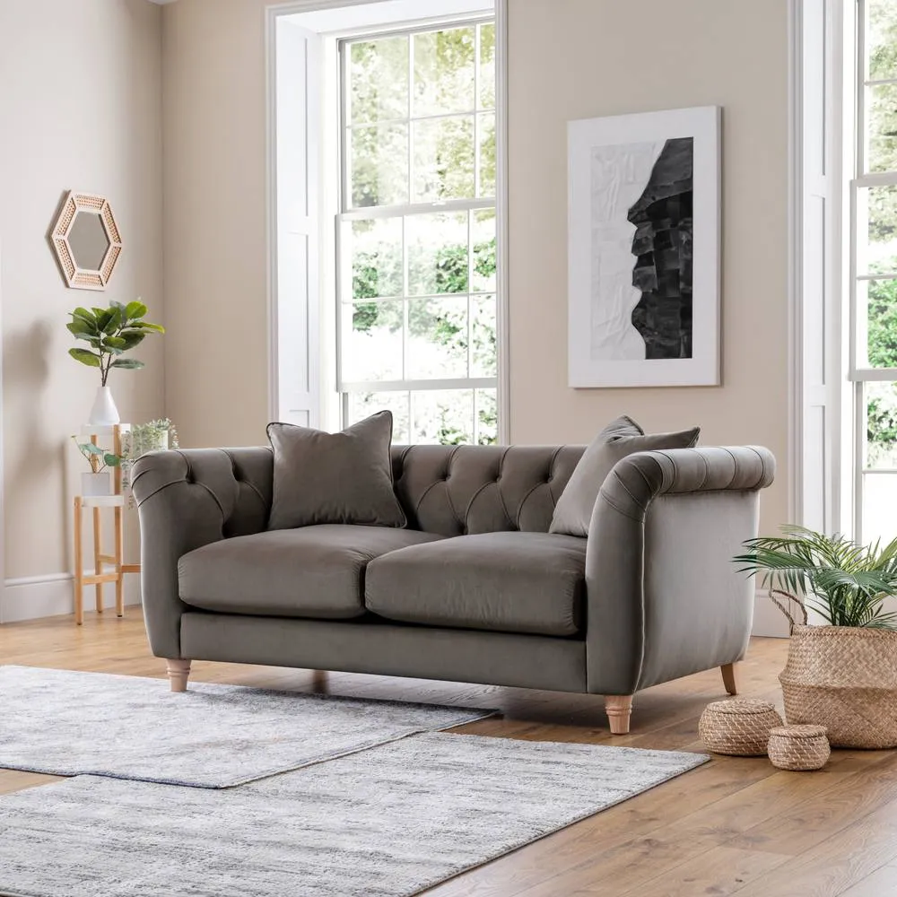 The Great Sofa Company Kensington 2-Seater Velvet Chesterfield Sofa in Grey 2