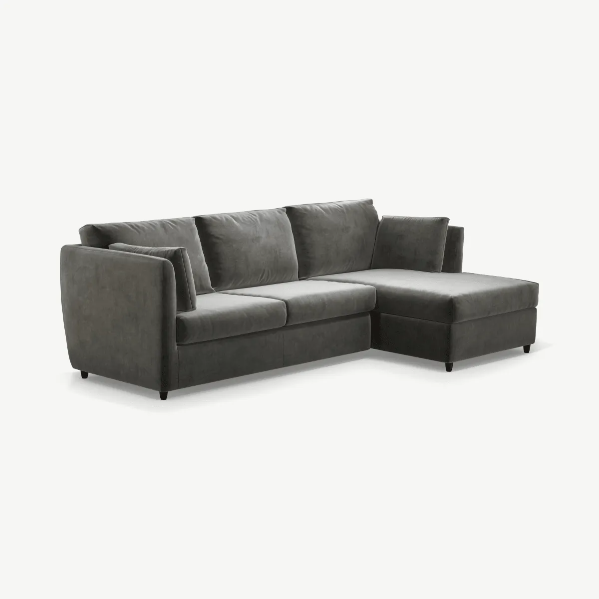 Milner Right Hand Facing Corner Storage Sofa Bed with Memory Foam Mattress, Steel Grey Velvet