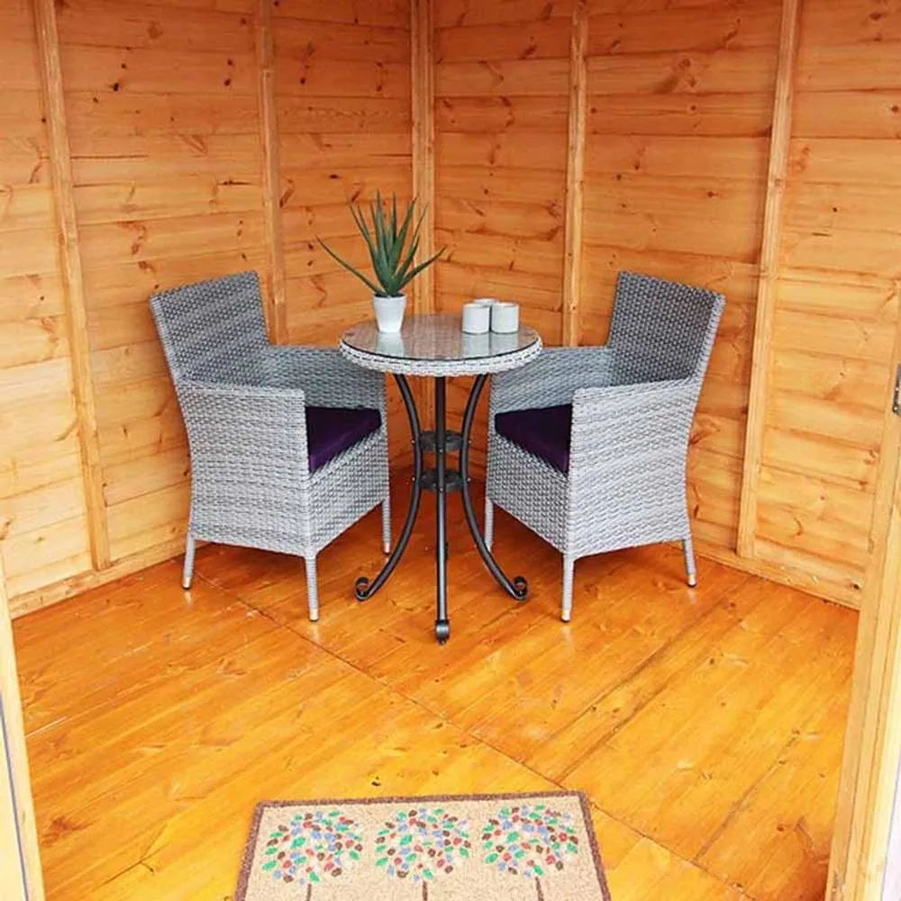 Shires Larkspur 7 x 7 Feet Double Door with Two Fixed Windows Summerhouse in Light Brown 2