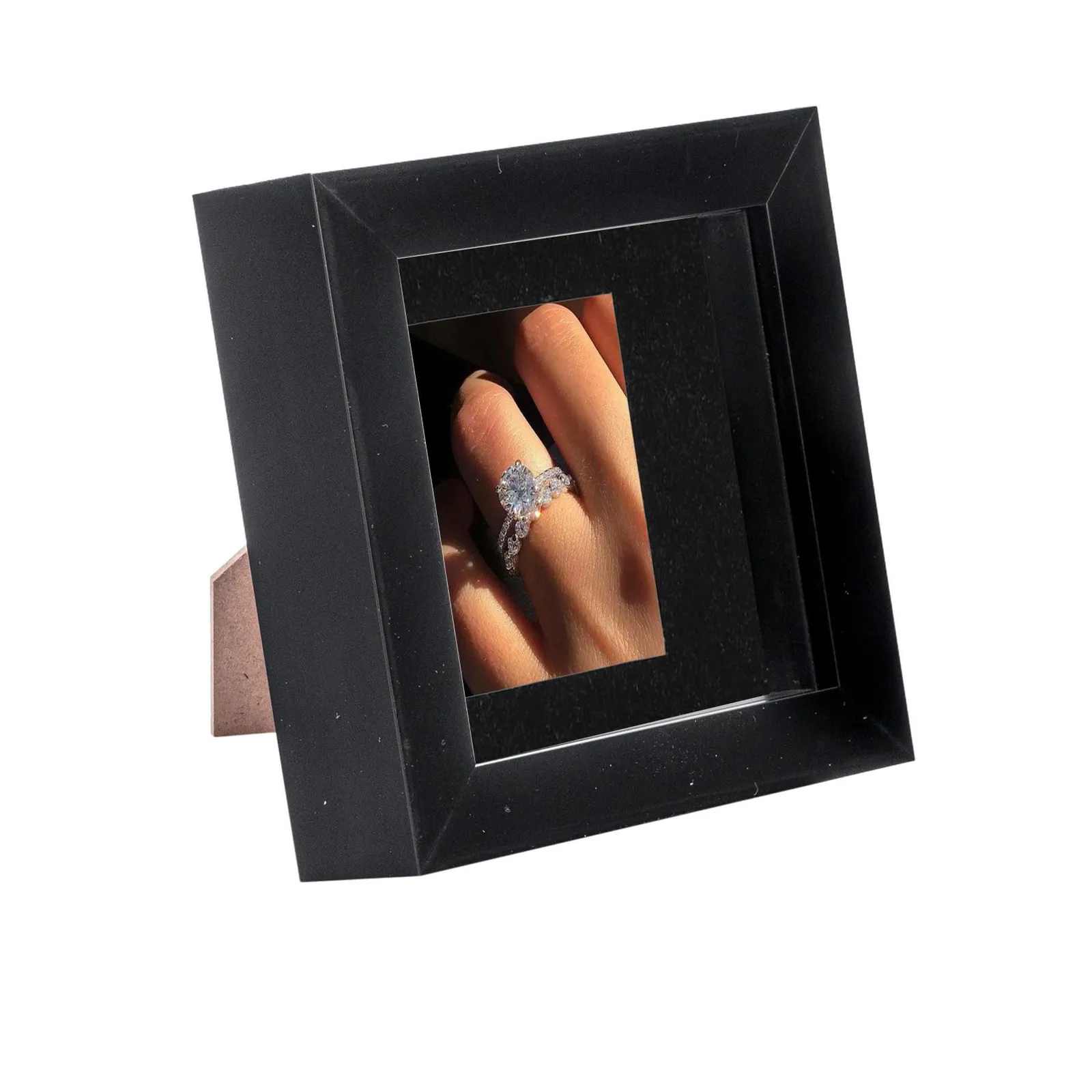 Nicola Spring 3D Box Photo Frame - 4 x 4" with 2 x 2" Mount - White Mount in Black