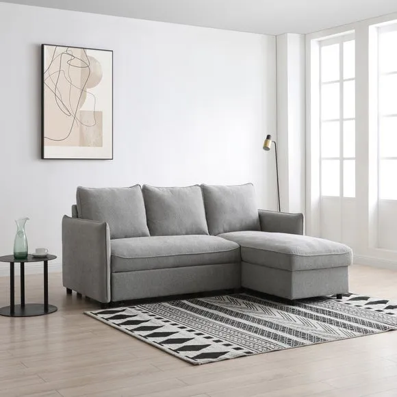 Lucie Grey Boucle Corner Sofa Bed 2