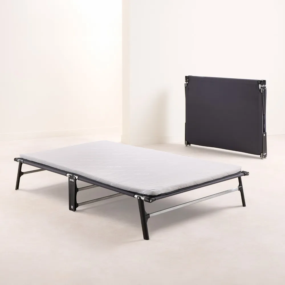 Jay-Be – Single - Compact Folding Bed with Rebound e-Fibre Mattress – White/Black – Metal/Fabric – 2ft