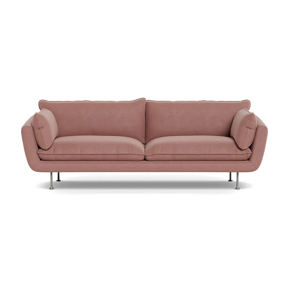 Heal's Allora 4 Seater Sofa Smart Luxe Velvet Dusky Pink Stainless Steel Feet
