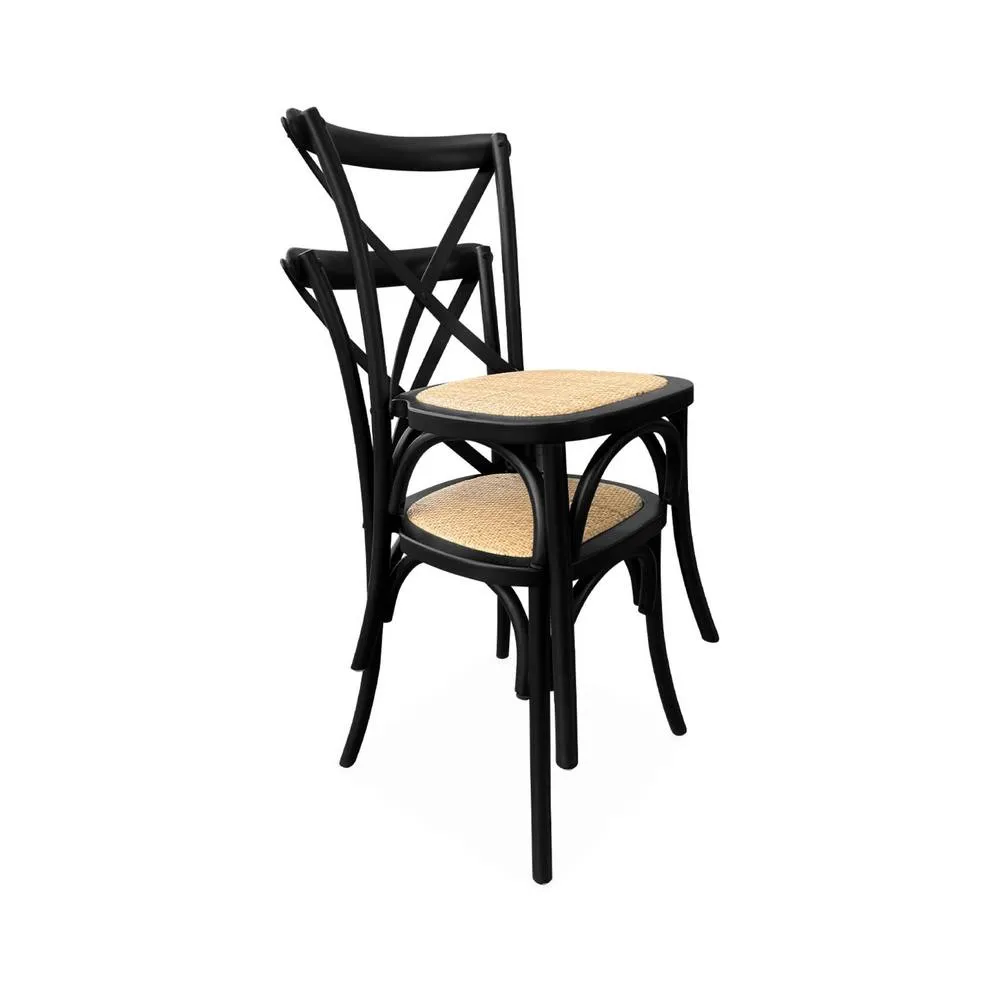 sweeek Set of 4 vintage wooden bistro chairs in Black 3