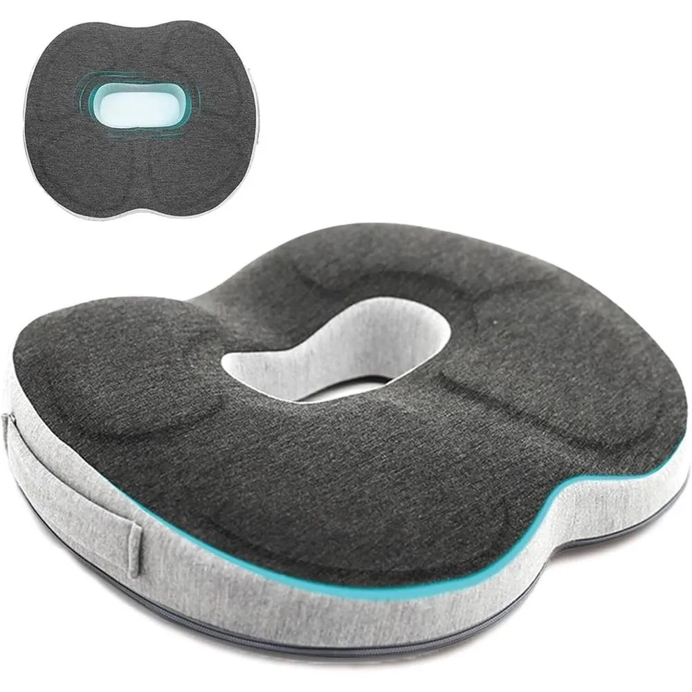NESTLUNE Memory Foam Donut Ring Cushion Orthopedic Coccyx Pain in Grey