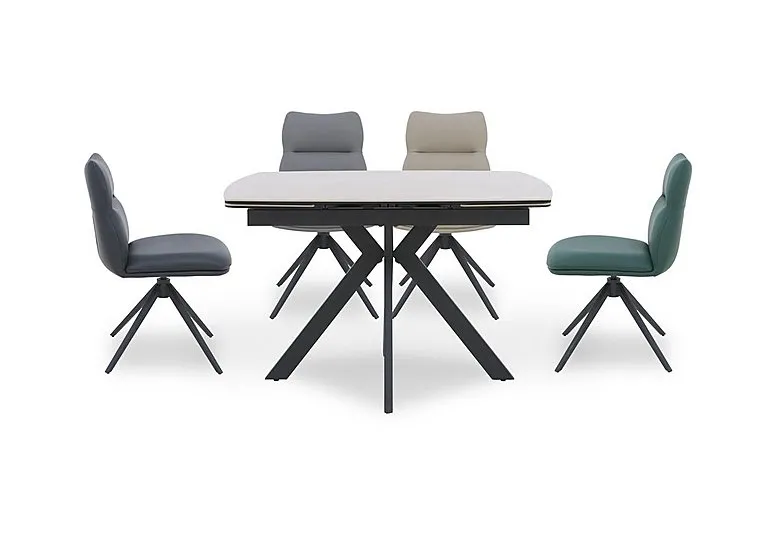 Quattro Extending Draw Leaf Table and 4 Swivel Dining Chairs - Multicoloured