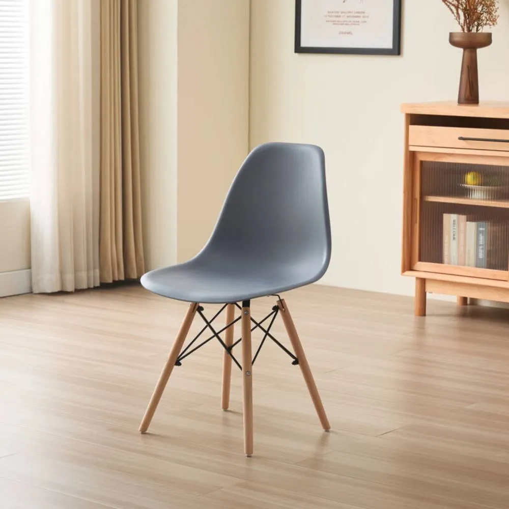 Comfy Living Ltd Piece Dining Set With Oak Wooden Top & 4 Grey Chairs With Metal Detailing in Light Oak 2