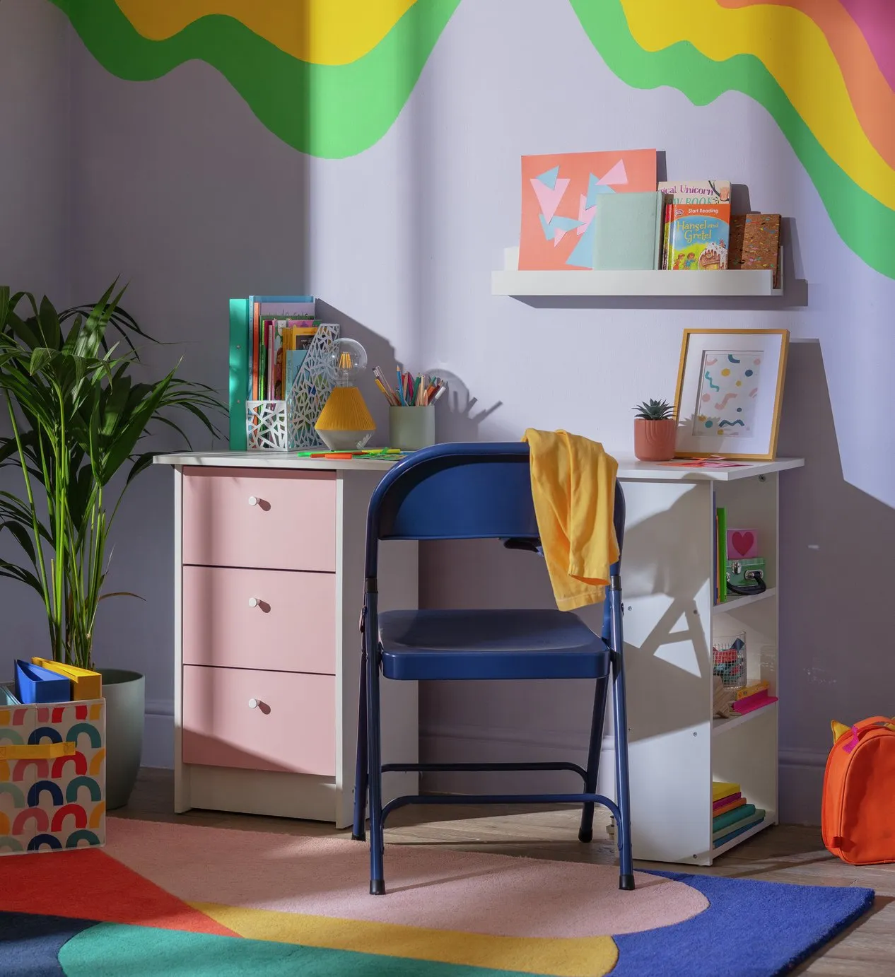 Argos Home Malibu Kids 3 Drawer Desk - Pink & White