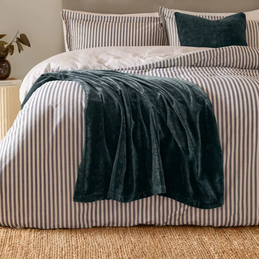 Yard Heavy Chenille Velvet Throw in Navy