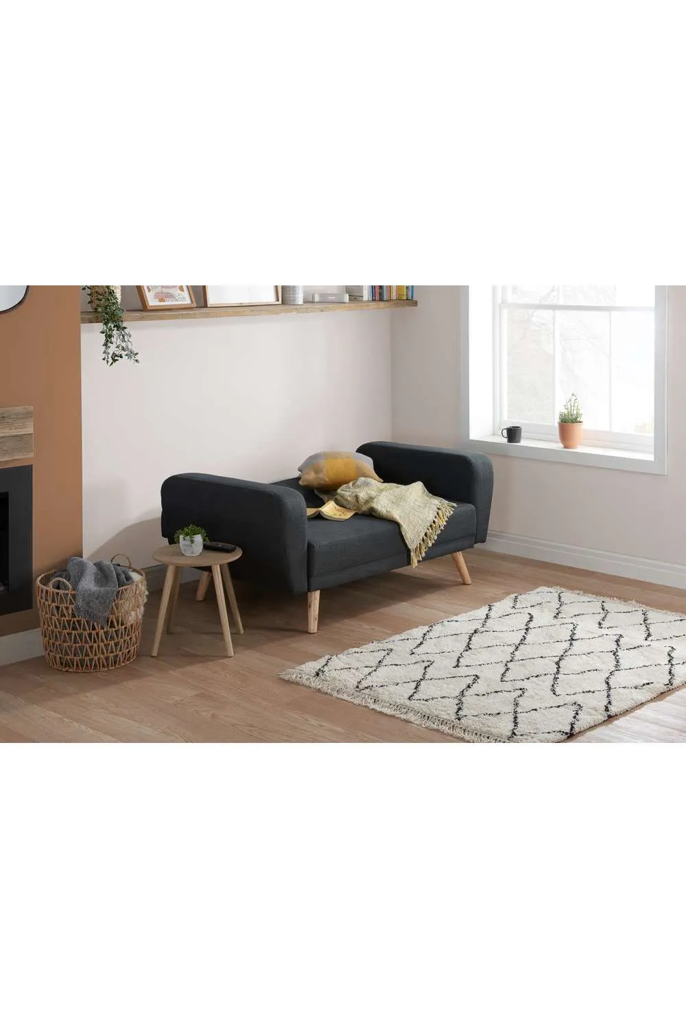 Birlea Grey Fabric Sofa Bed Farrow Bed Settee Contemporary 2