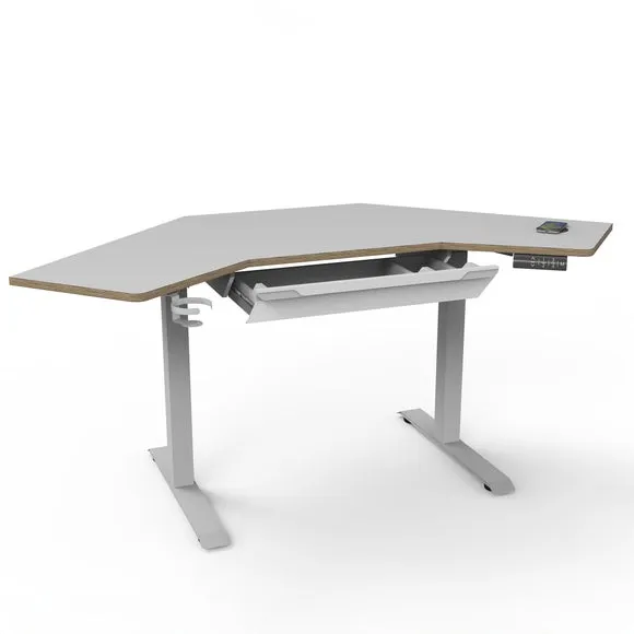 Gino Corner Height Adjustable Desk with Drawer 2