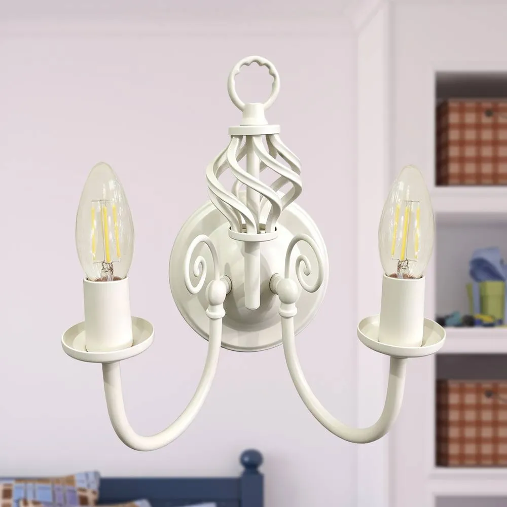First Choice Lighting Set of 2 Barley Twist - Cream Wall Lights 4