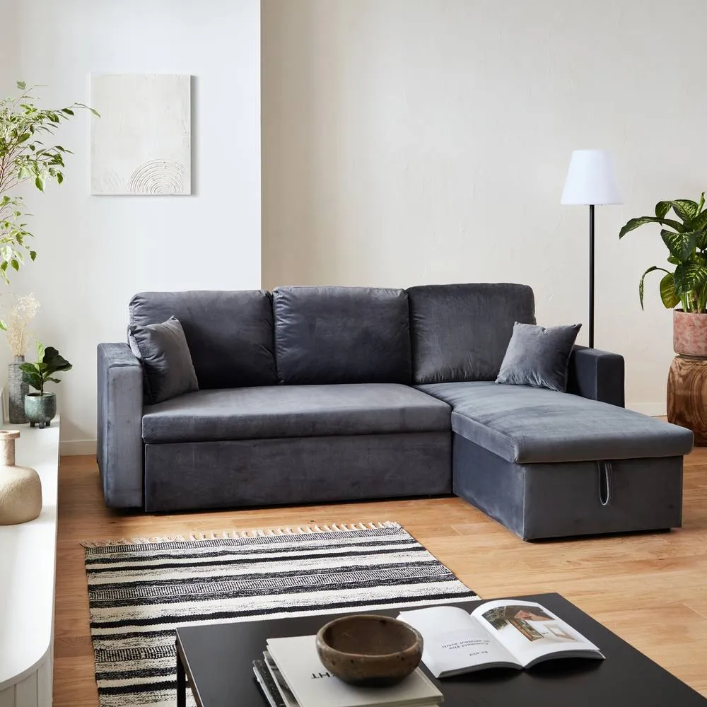 sweeek 3-seater Reversible Corner Sofa Bed With Storage in Dark Grey 4
