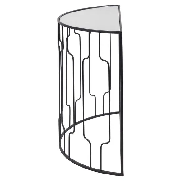 Caprisse Mirrored Glass Half Moon Console Table 4