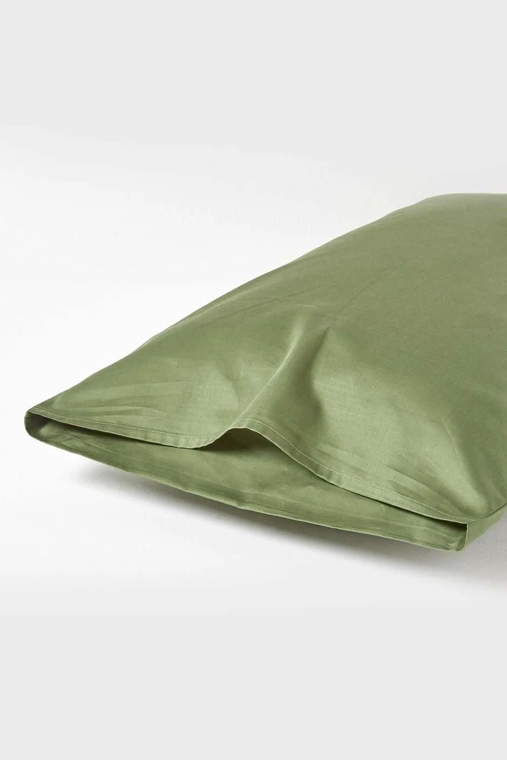 Homescapes Sateen Cotton Housewife Pillowcase 400 TC, King Size in Green 3