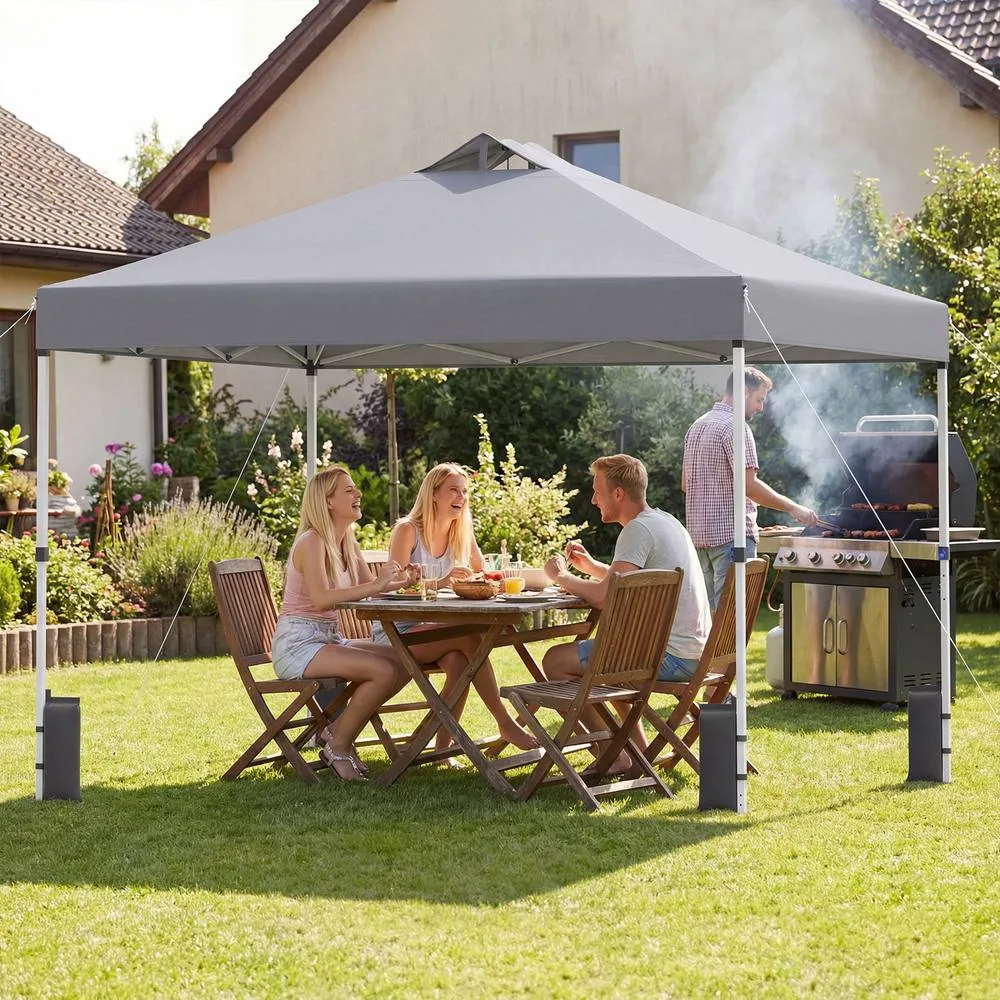 Costway 300 x 300 cm Pop up Canopy Tent 1 Person Easy Setup Gazebo Shelter in Grey
