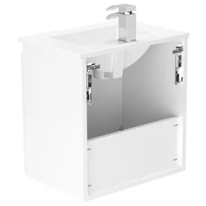 Newland White Slimline Basin Suspended Double Door Unit - 500mm 2