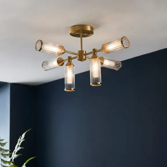 Vogue Bailey Art Deco 6 Light Semi Flush Ceiling Light