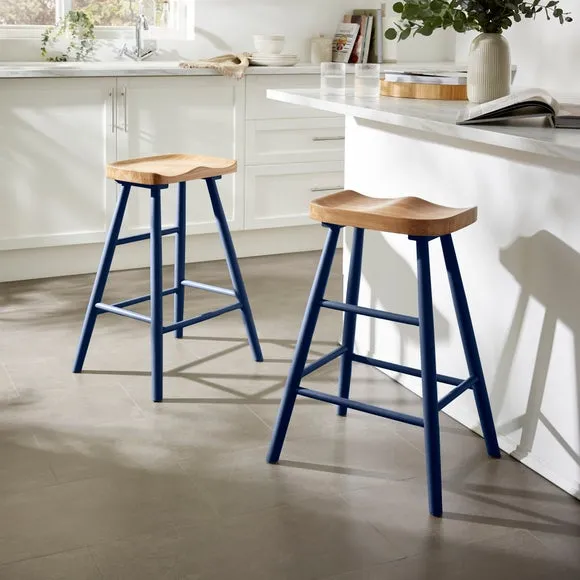 Loxwood Counter Height Painted Leg Bar Stool, Solid Oak 2