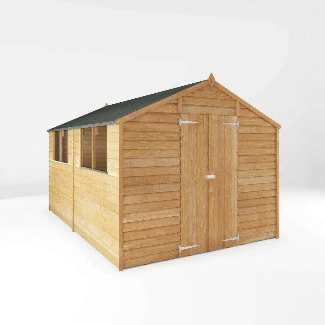 Mercia 12 x 8 Feet Overlap Apex Shed - L357 x W248.4 x H211.8 cm - Brown