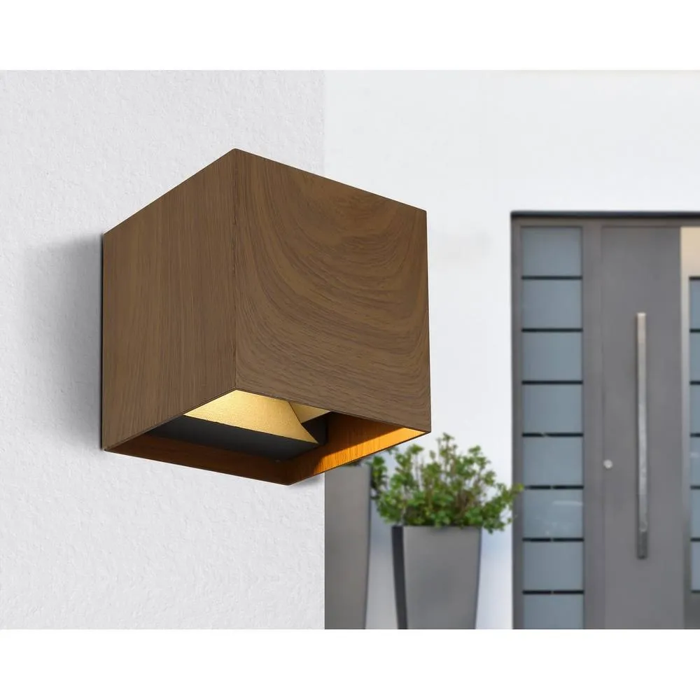 Netlighting Veronika Outdoor Up Down Wall Lamp Wood Look Dark IP54 2x LED 3000K in Brown 6