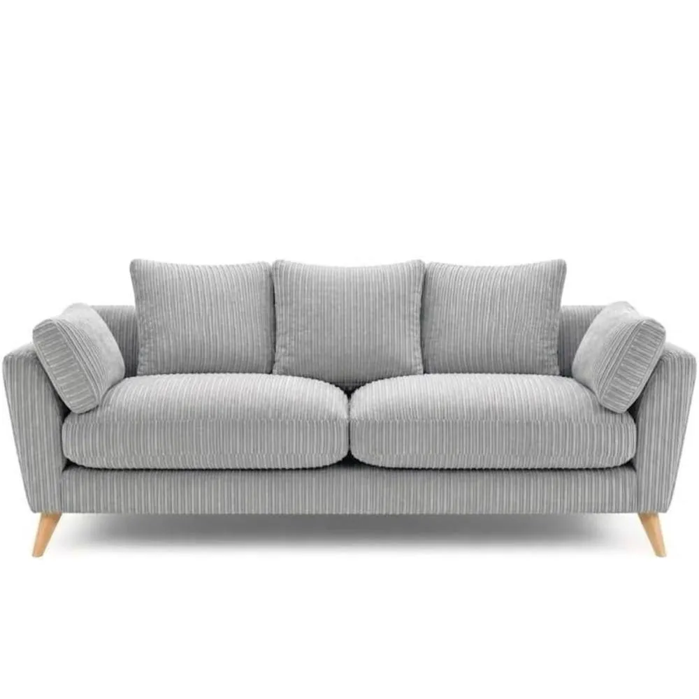 Bliss Furniture Harlow Jumbo Cord 2 Seater Sofa, Modern Tailored Design in Silver