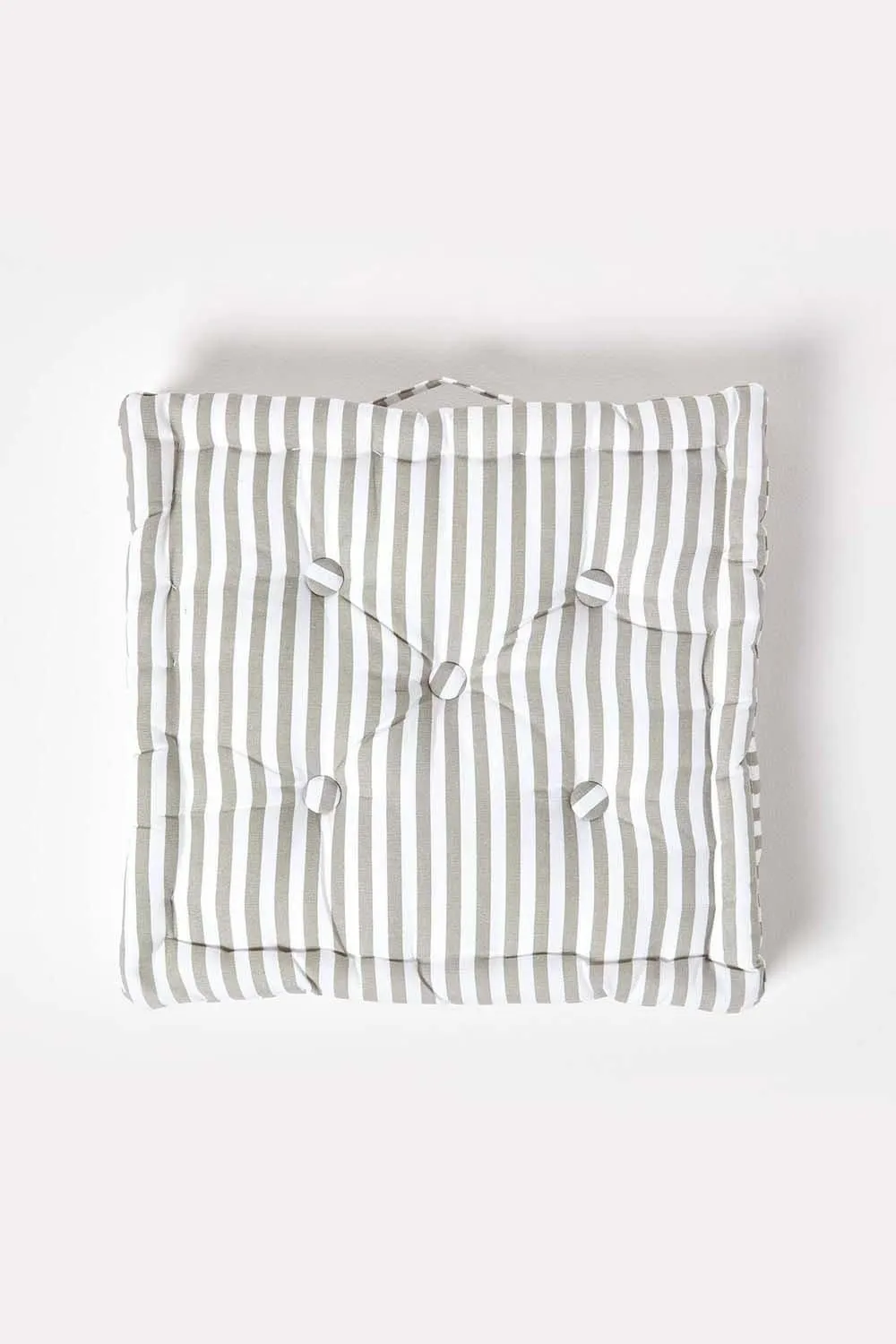 Homescapes Cotton Thin Stripe Floor Cushion in Light Grey 3