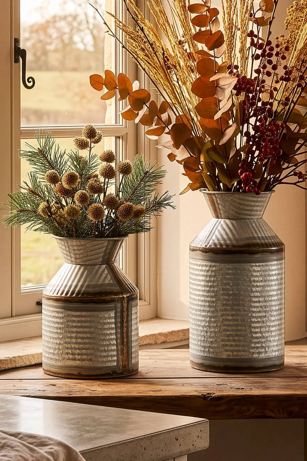 Dibor Ribbed Metal Vase with Pewter Finish in Metallic Silver 4