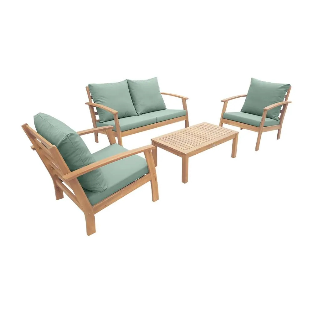 sweeek 4-seater wooden garden sofa set in Brown 2