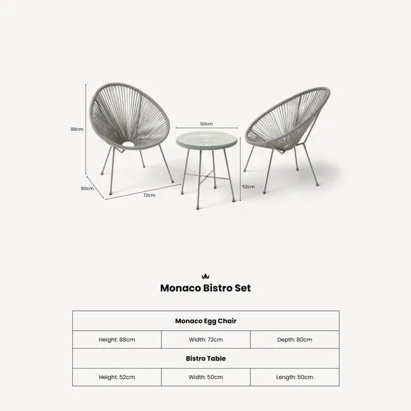 Monaco 2 Seater Egg Chair Bistro Set 5