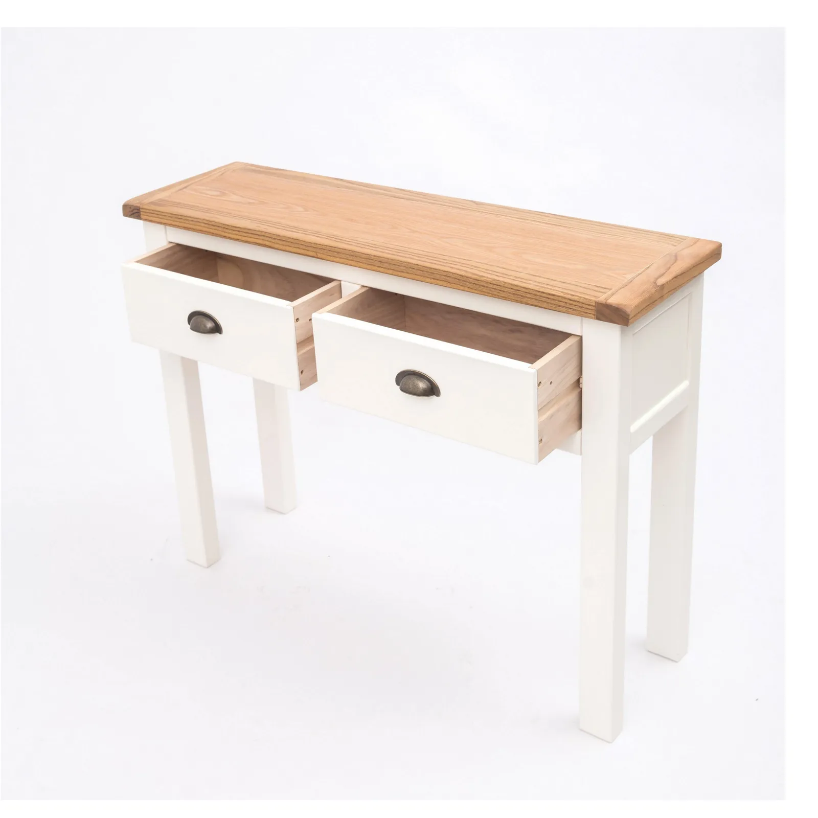 Cabinet Bits Lovere Off-White 2 Drawer Console Table Brass Cup Handle 4