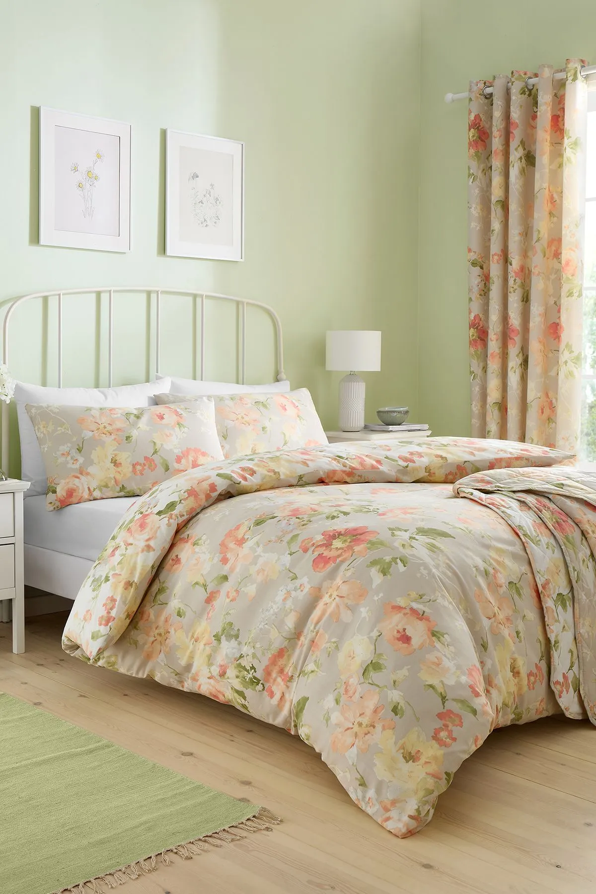 Dreams & Drapes 'Florette' Easy Care Floral Print Duvet Cover Set in Natural 4