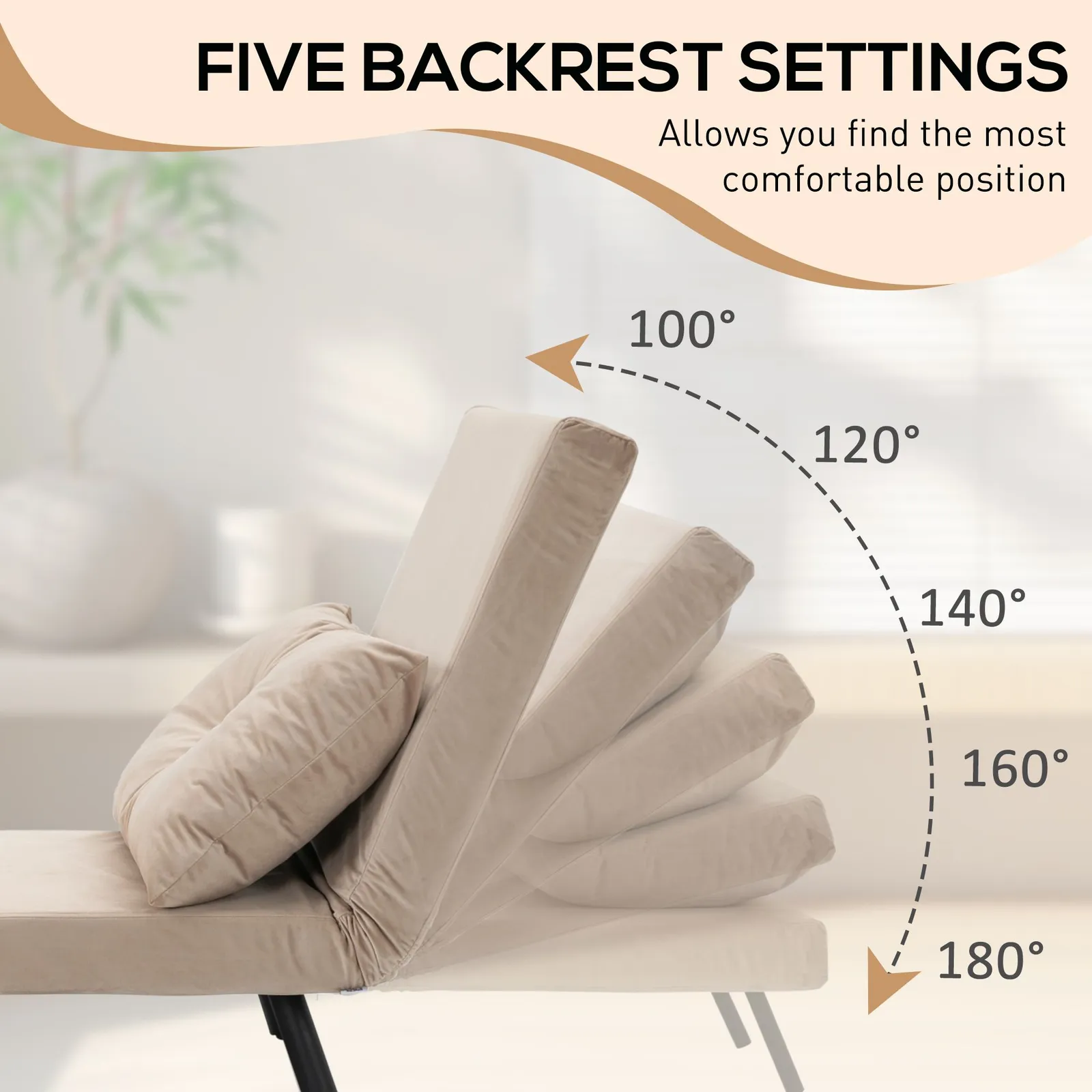 HOMCOM Click Clack Bed Settee for Living Room, Guest Room in Beige 5