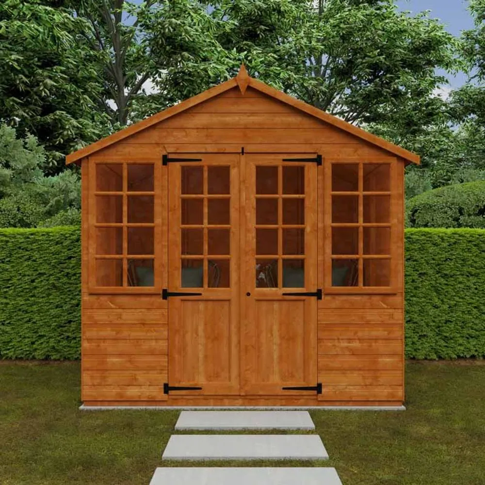 Buttercup Farm 6 x 8 Feet Summerhouse 12mm Shed - L175 x W235 x H243.7 cm in Burnt Orange 2